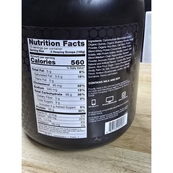 Rival Nutrition Clean Gainer High Protein - Cookies & Cream 5Lbs Exp 09/30/2026 - Picture 3 of 6